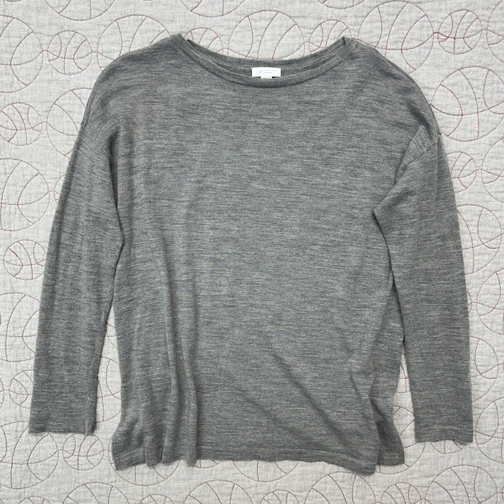 J. Jill Sweater Gray 100% Merino Wool Washable Pullover / Women's Small Tall